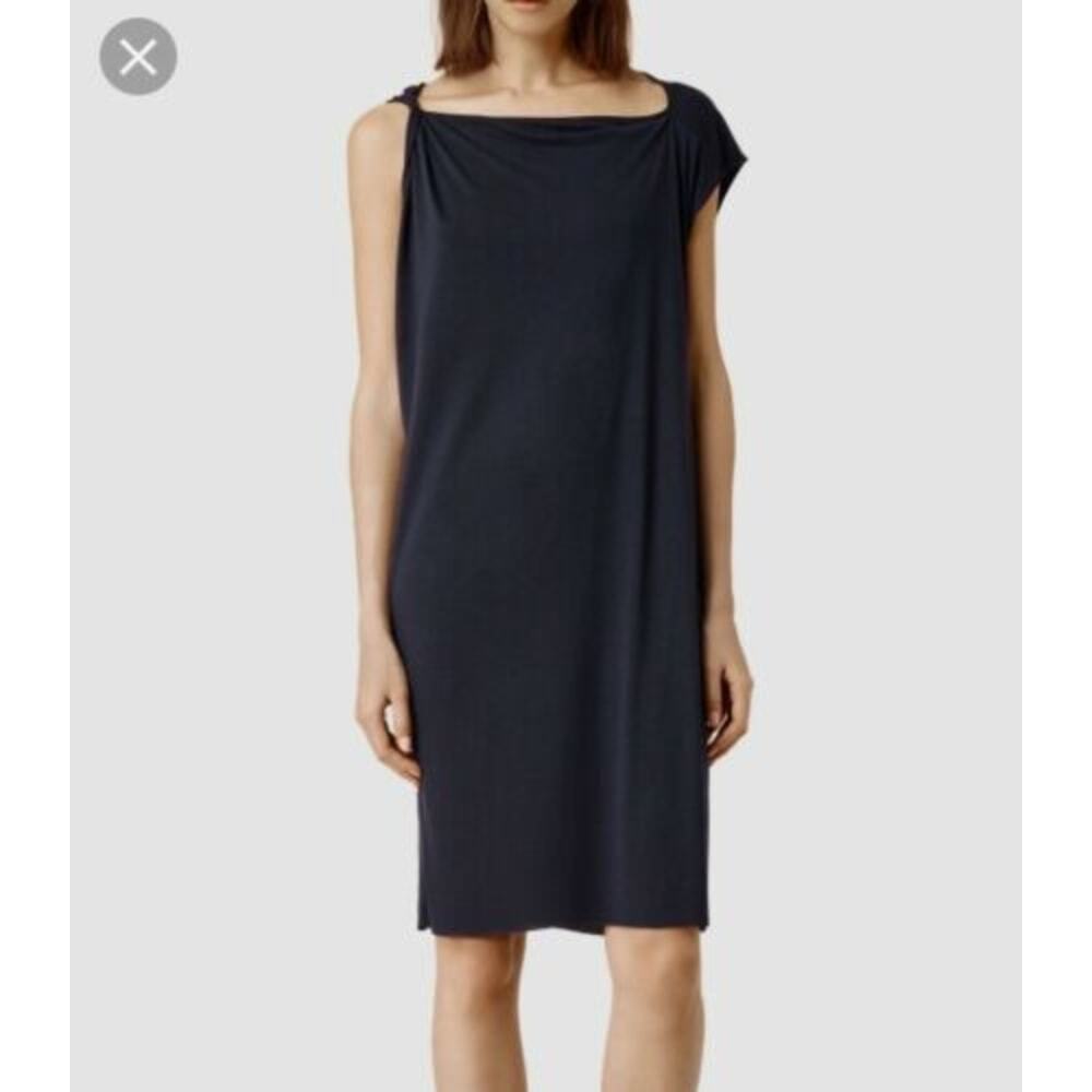 AllSaints Navy Blue Grecian Cay Dress - L